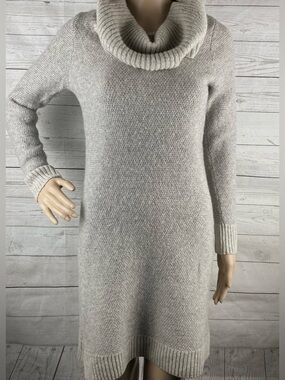 Cynthia Rowley Heathered Light Gray Cowl Neck Sweater Dress